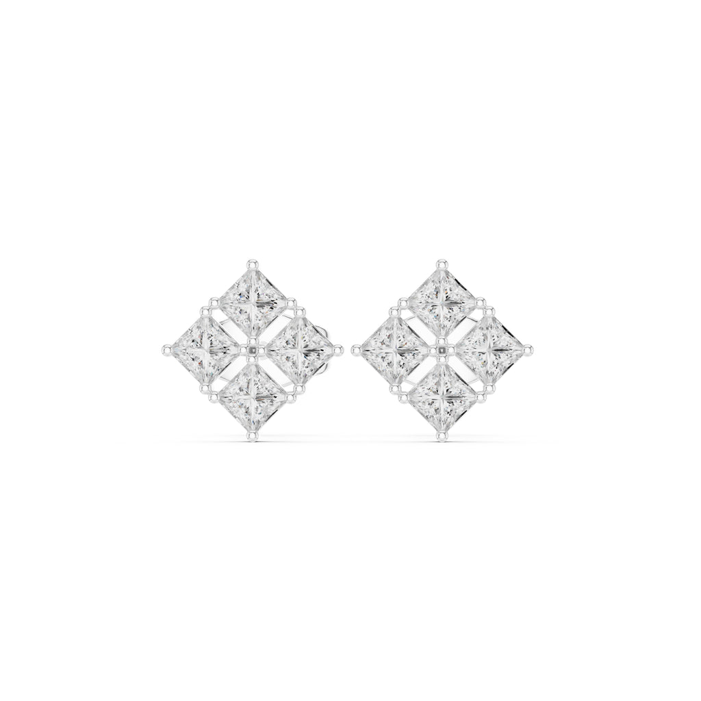 The Quad Illusion Lan Grown Diamond Studs White Gold