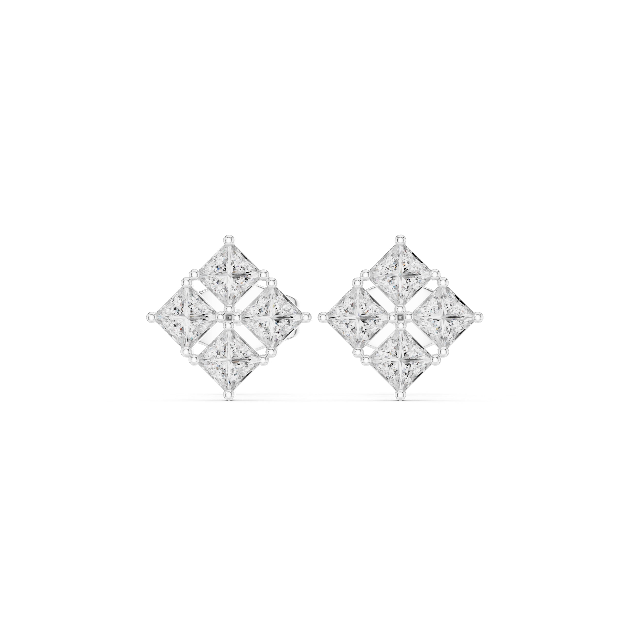 The Quad Illusion Lan Grown Diamond Studs White Gold