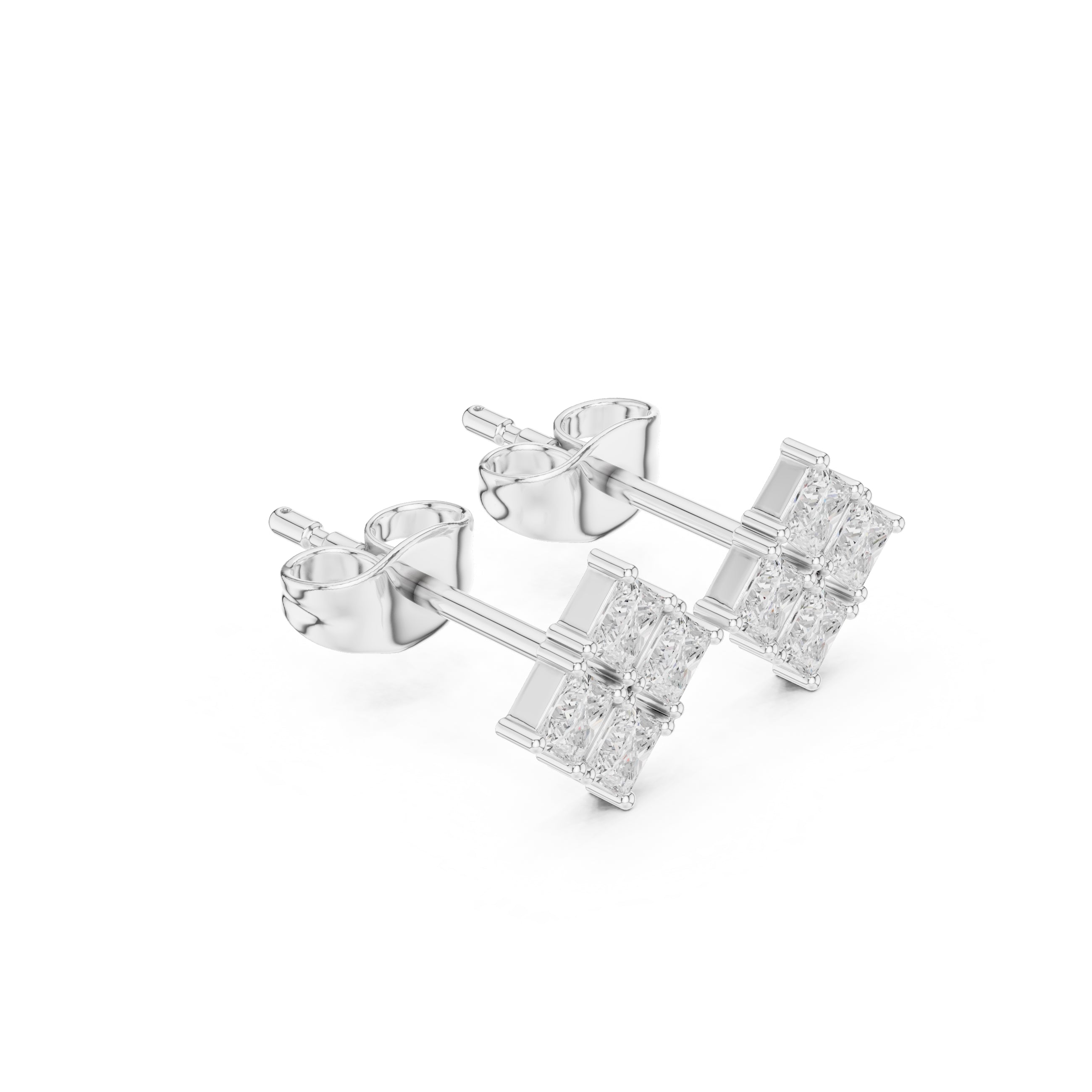 The Quad Illusion Lan Grown Diamond Studs White Gold