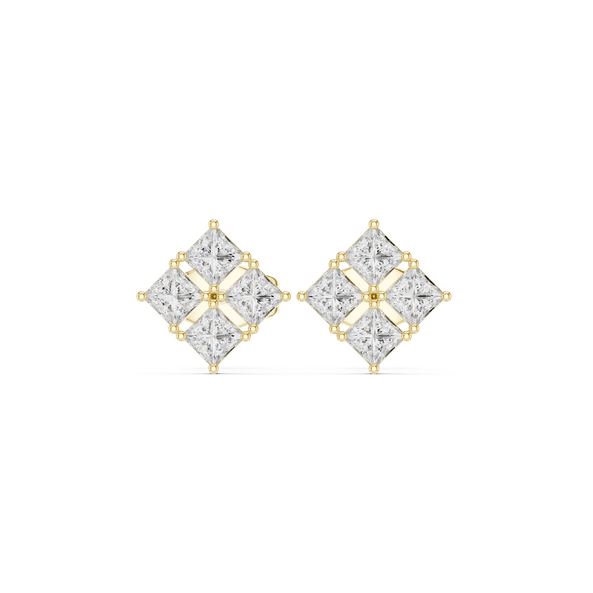The Quad Illusion Lab Grown Diamond Studs Yellow Gold