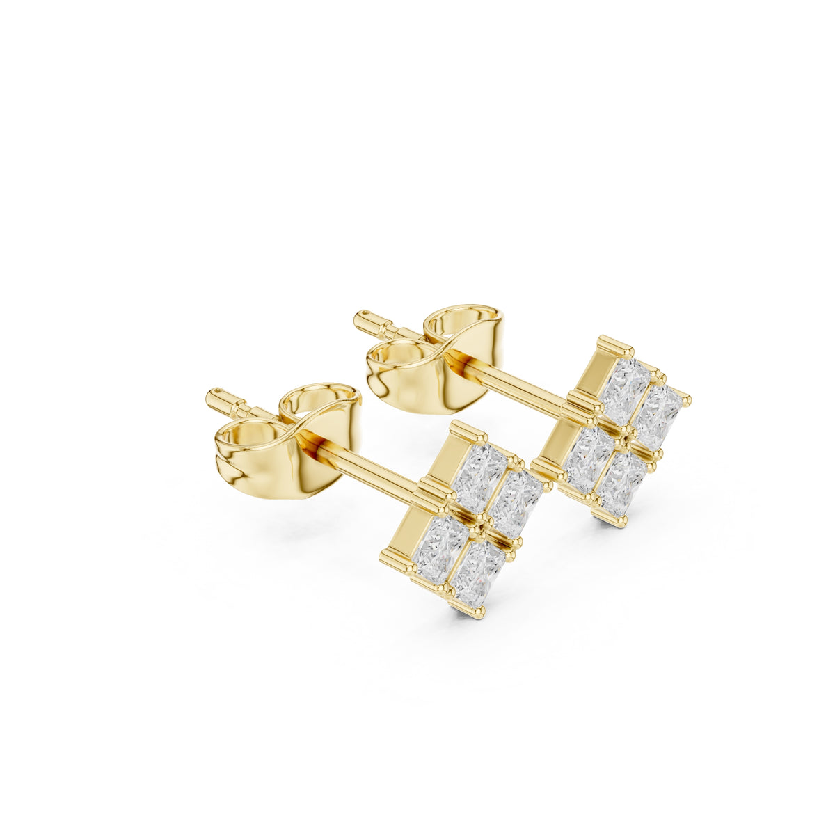 The Quad Illusion Lan Grown Diamond Studs Yellow Gold