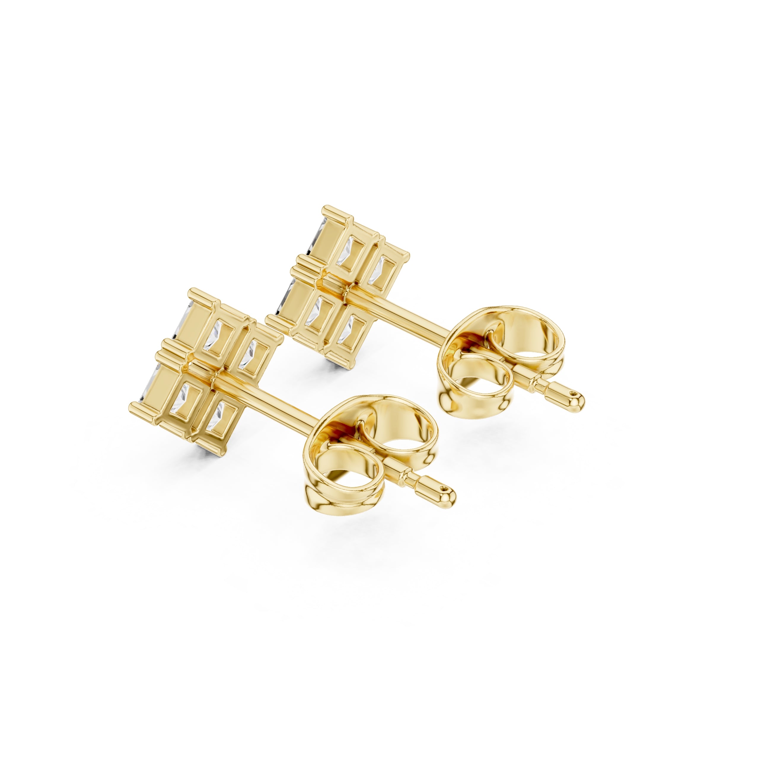 The Quad Illusion Lan Grown Diamond Studs Yellow Gold