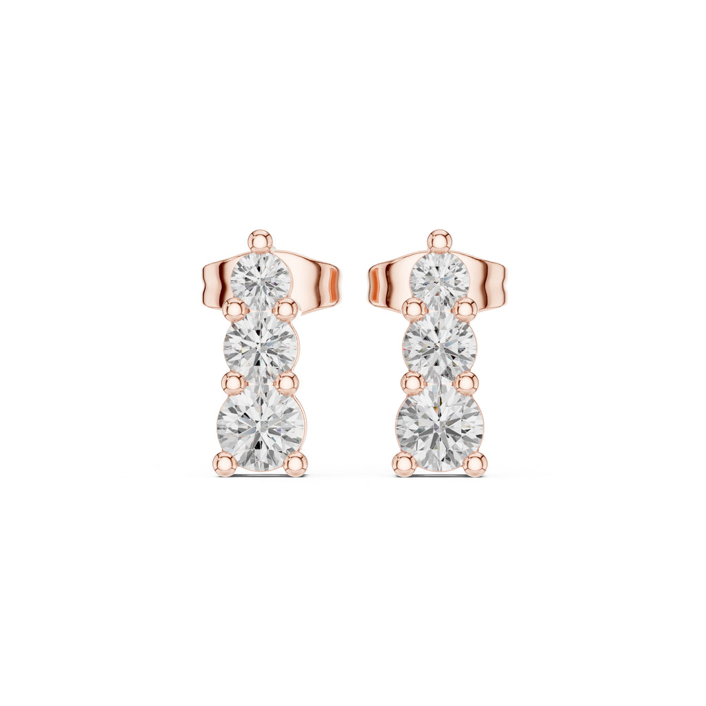 The Cascade Lan Grown Diamond Earrings Rose Gold