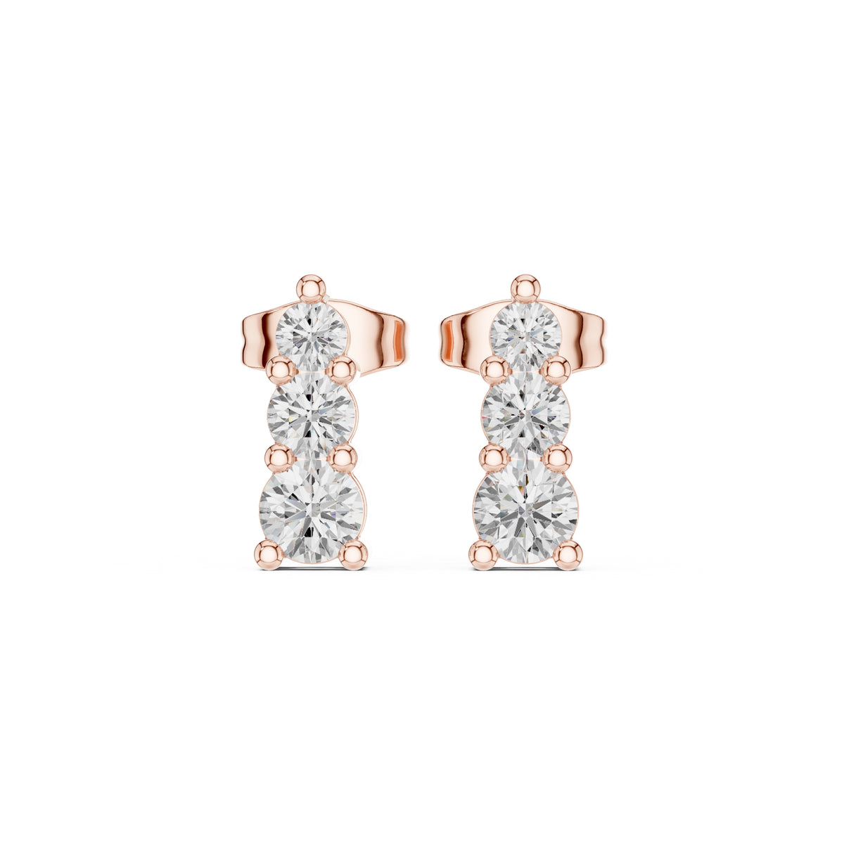 The Cascade Lan Grown Diamond Earrings Rose Gold