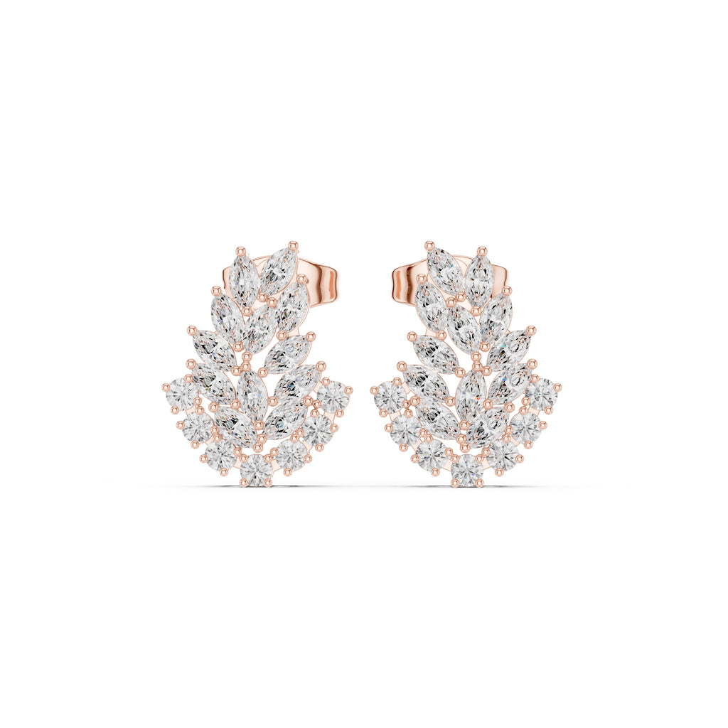 The Laurel Vine Lan Grown Diamond Studs Rose Gold