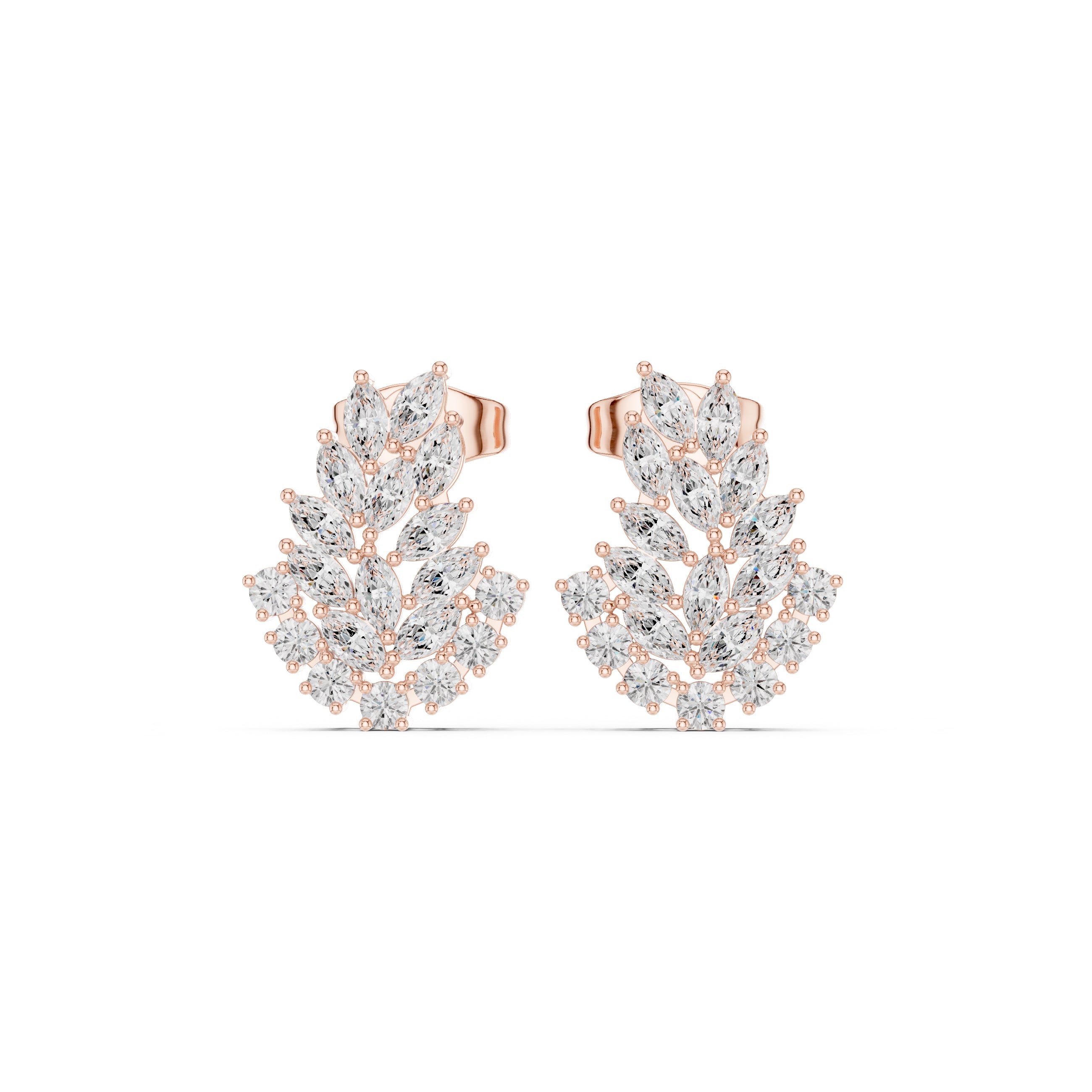 The Laurel Vine Lan Grown Diamond Studs Rose Gold