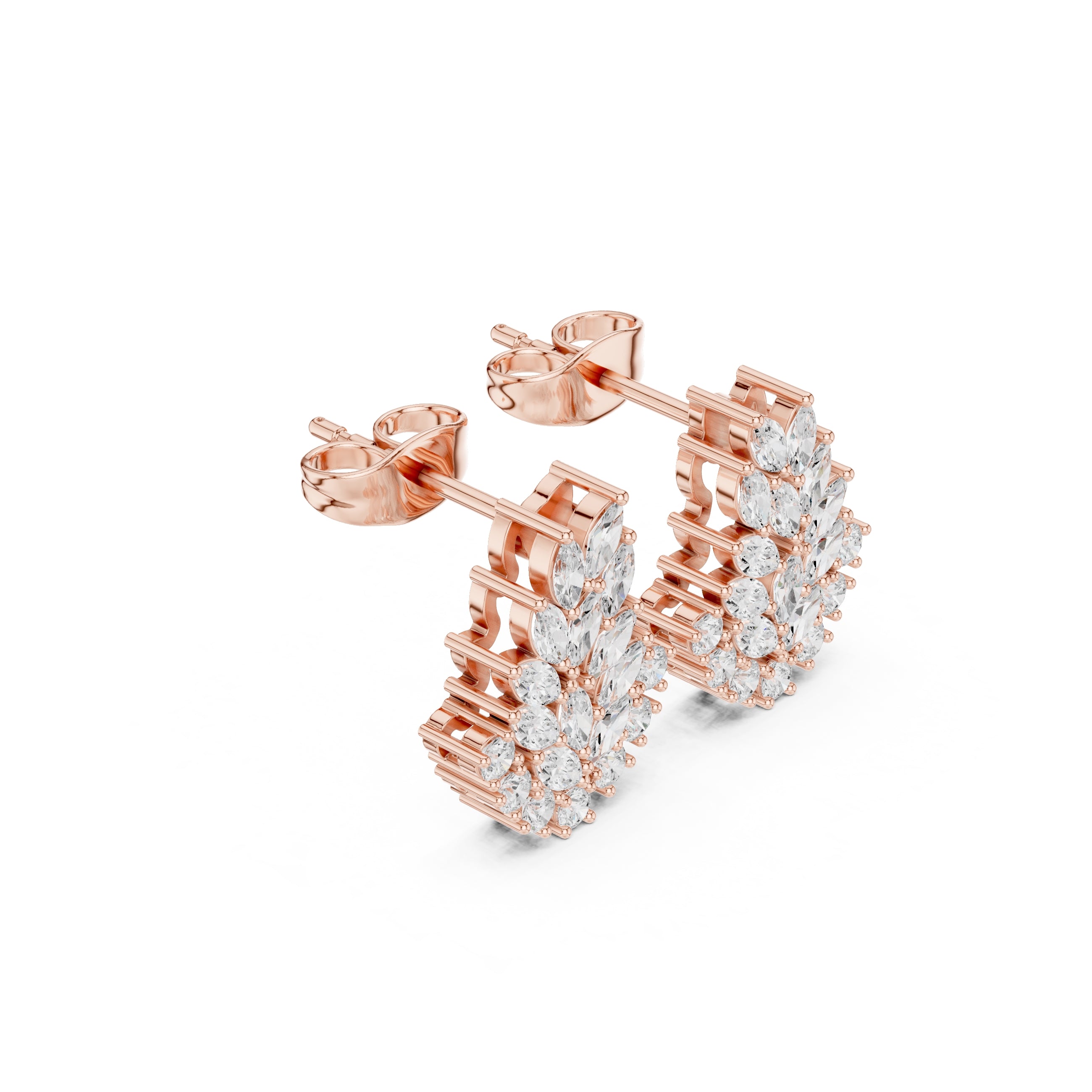 The Laurel Vine Lan Grown Diamond Studs Rose Gold