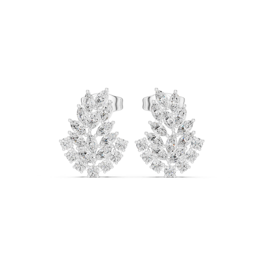 The Laurel Vine Lan Grown Diamond Studs White Gold