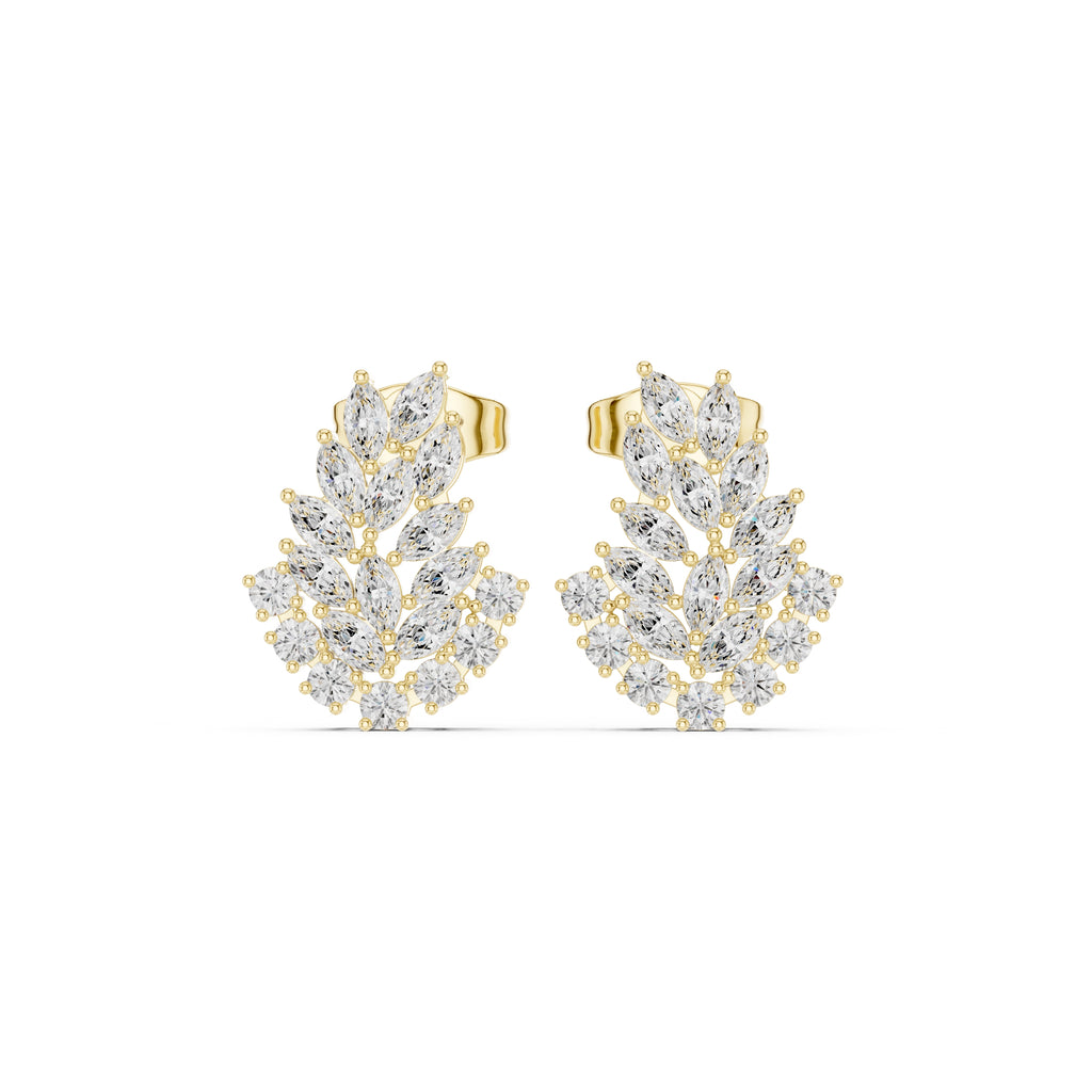 The Laurel Vine Lan Grown Diamond Studs Yellow Gold