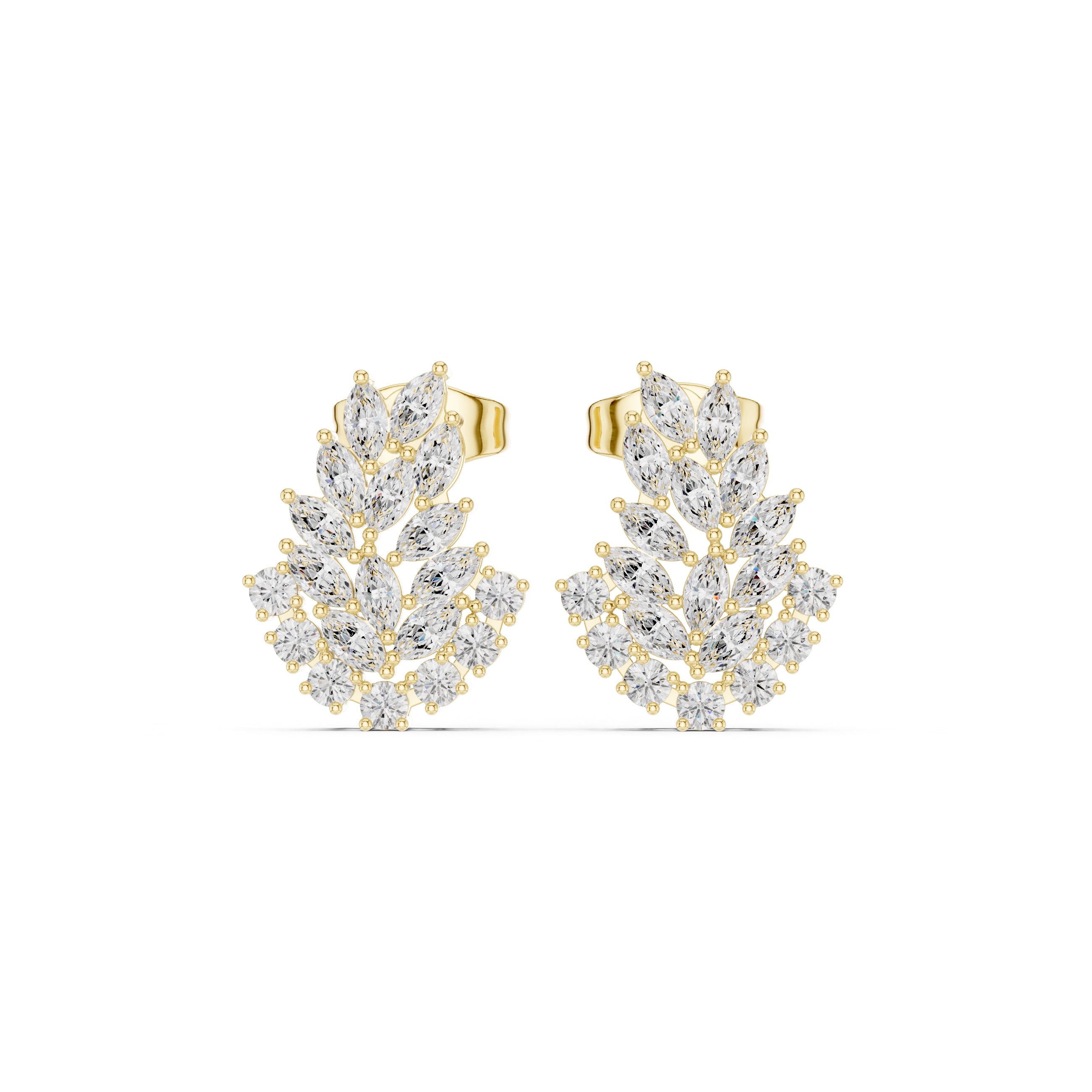 The Laurel Vine Lan Grown Diamond Studs Yellow Gold