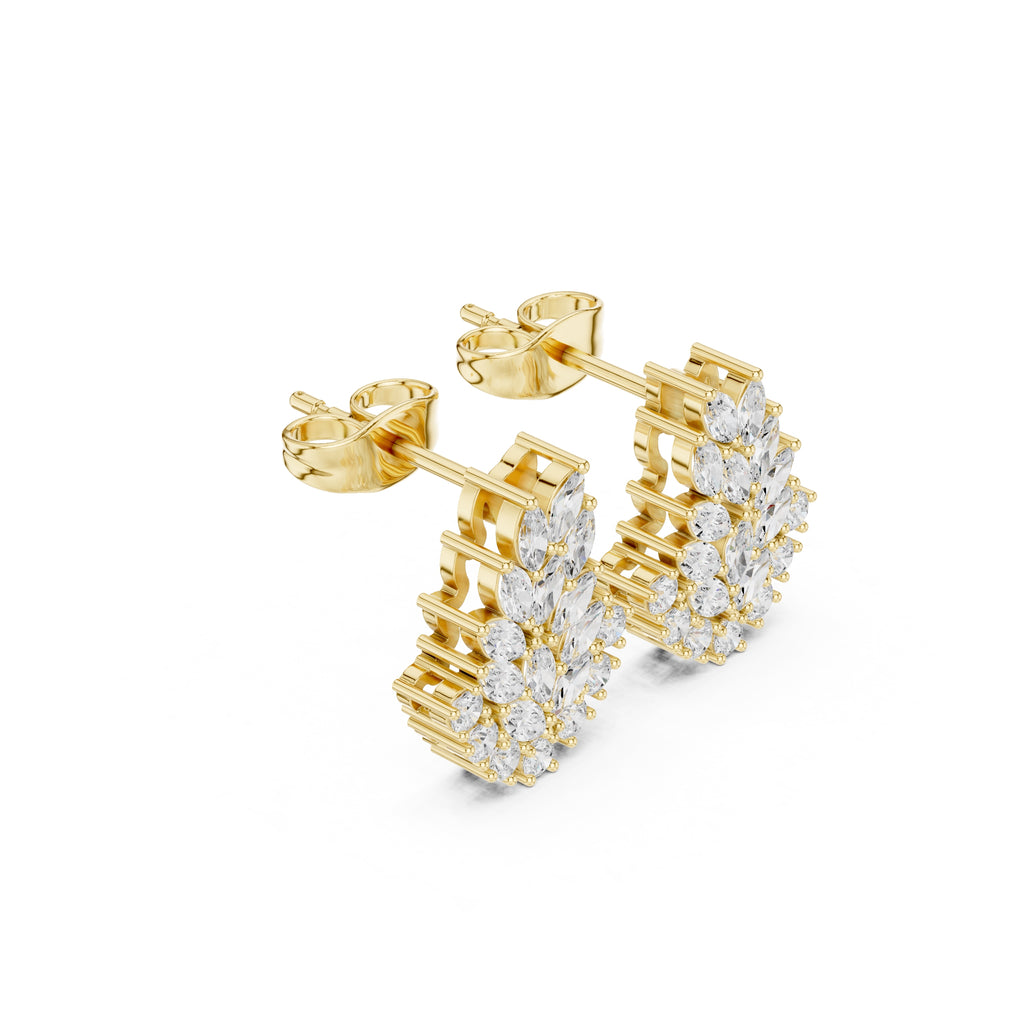 The Laurel Vine Lan Grown Diamond Studs Yellow Gold