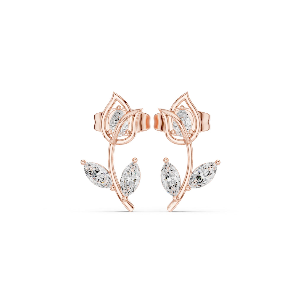 The Tulip Vine Lan Grown Diamond Studs Rose Gold