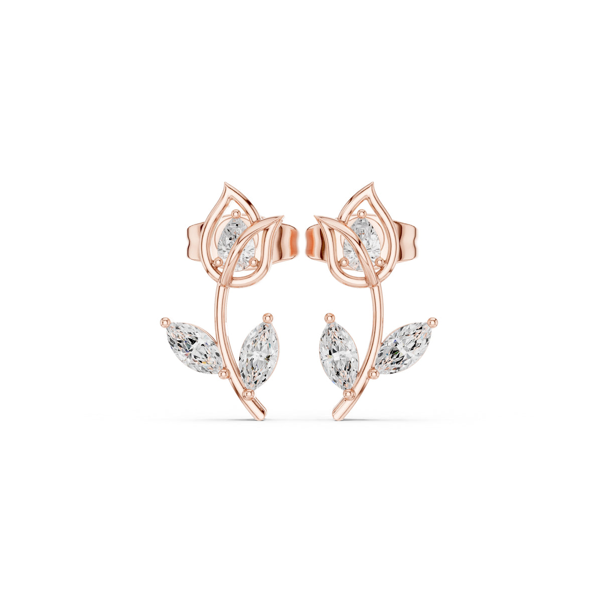 The Tulip Vine Lab Grown Diamond Studs Rose Gold