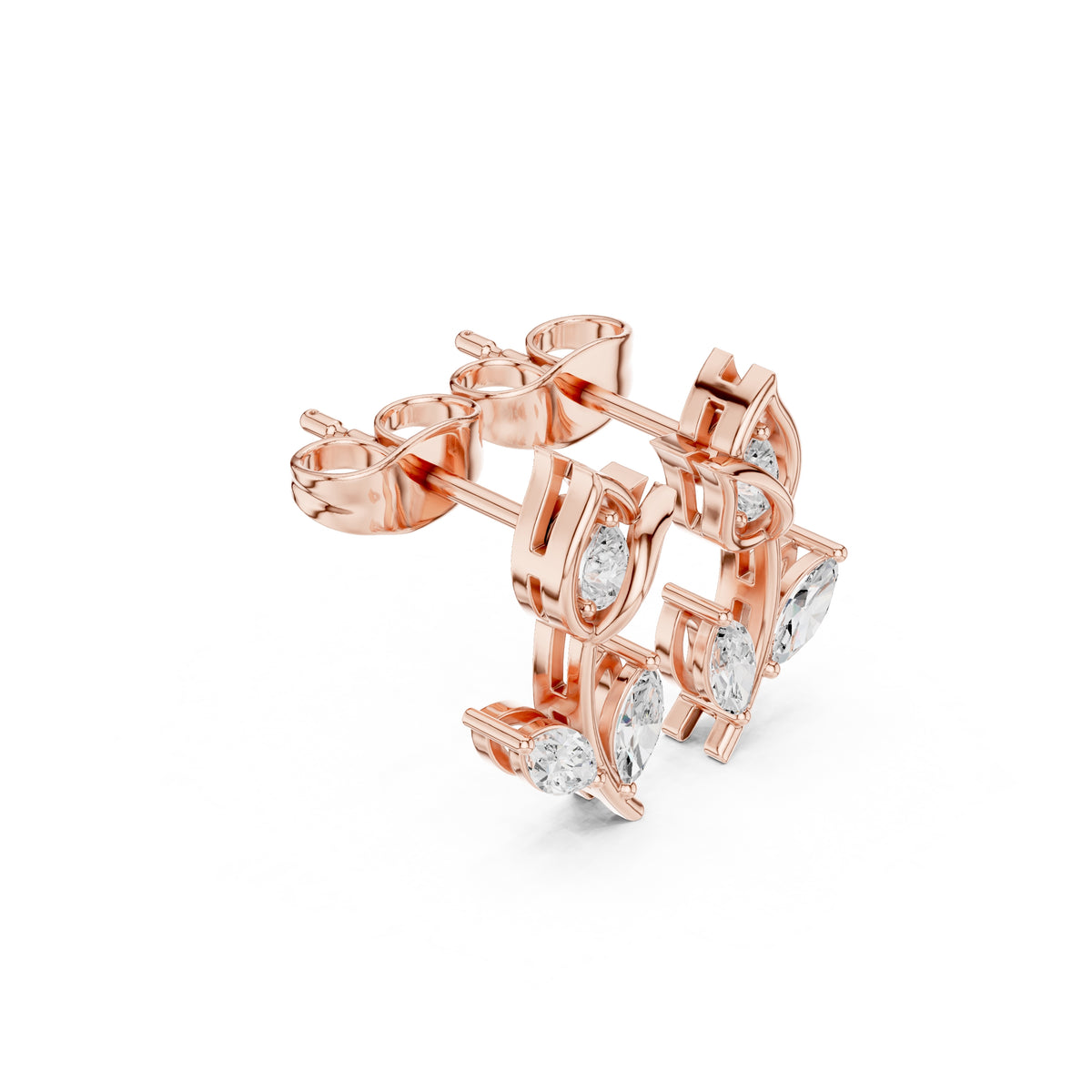 The Tulip Vine Lan Grown Diamond Studs Rose Gold