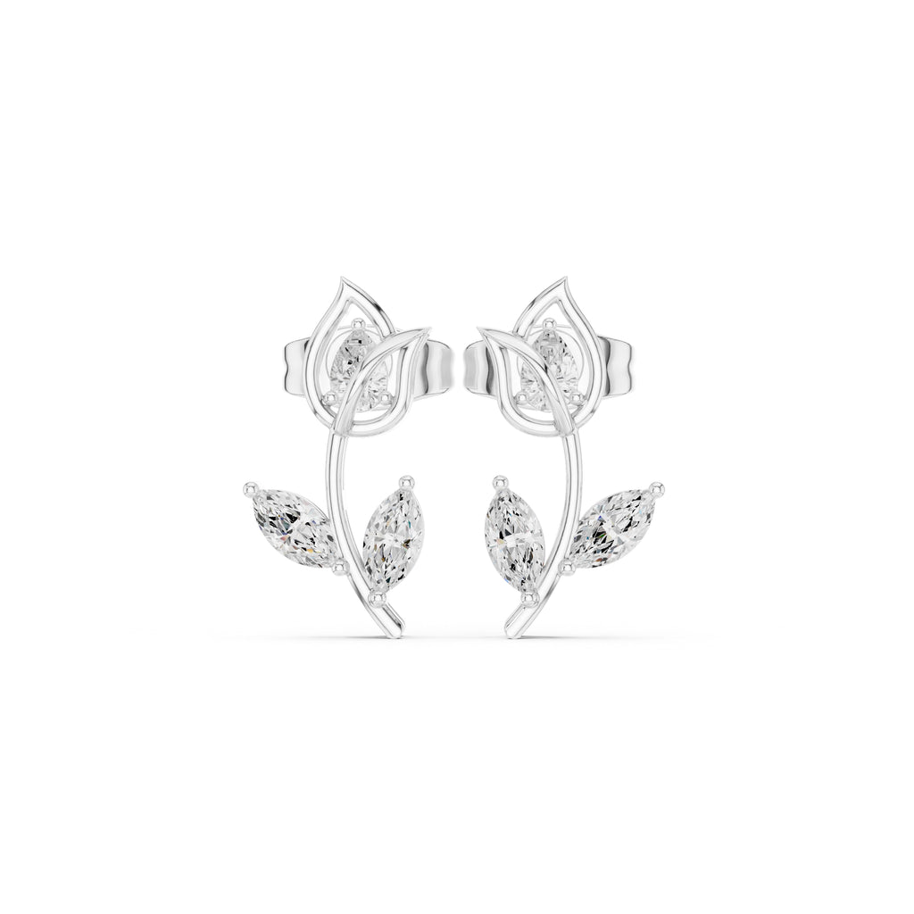 The Tulip Vine Lan Grown Diamond Studs White Gold