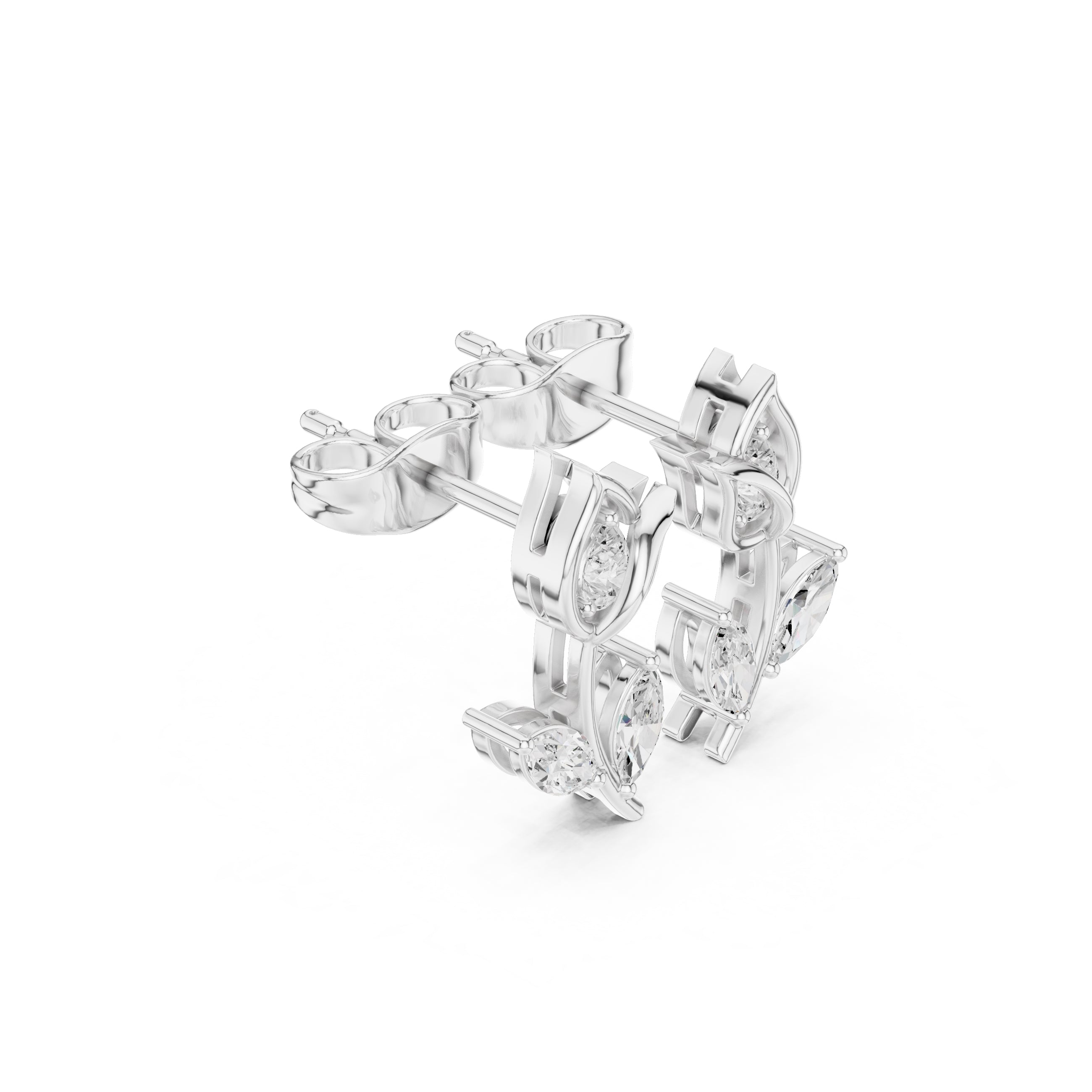 The Tulip Vine Lan Grown Diamond Studs White Gold