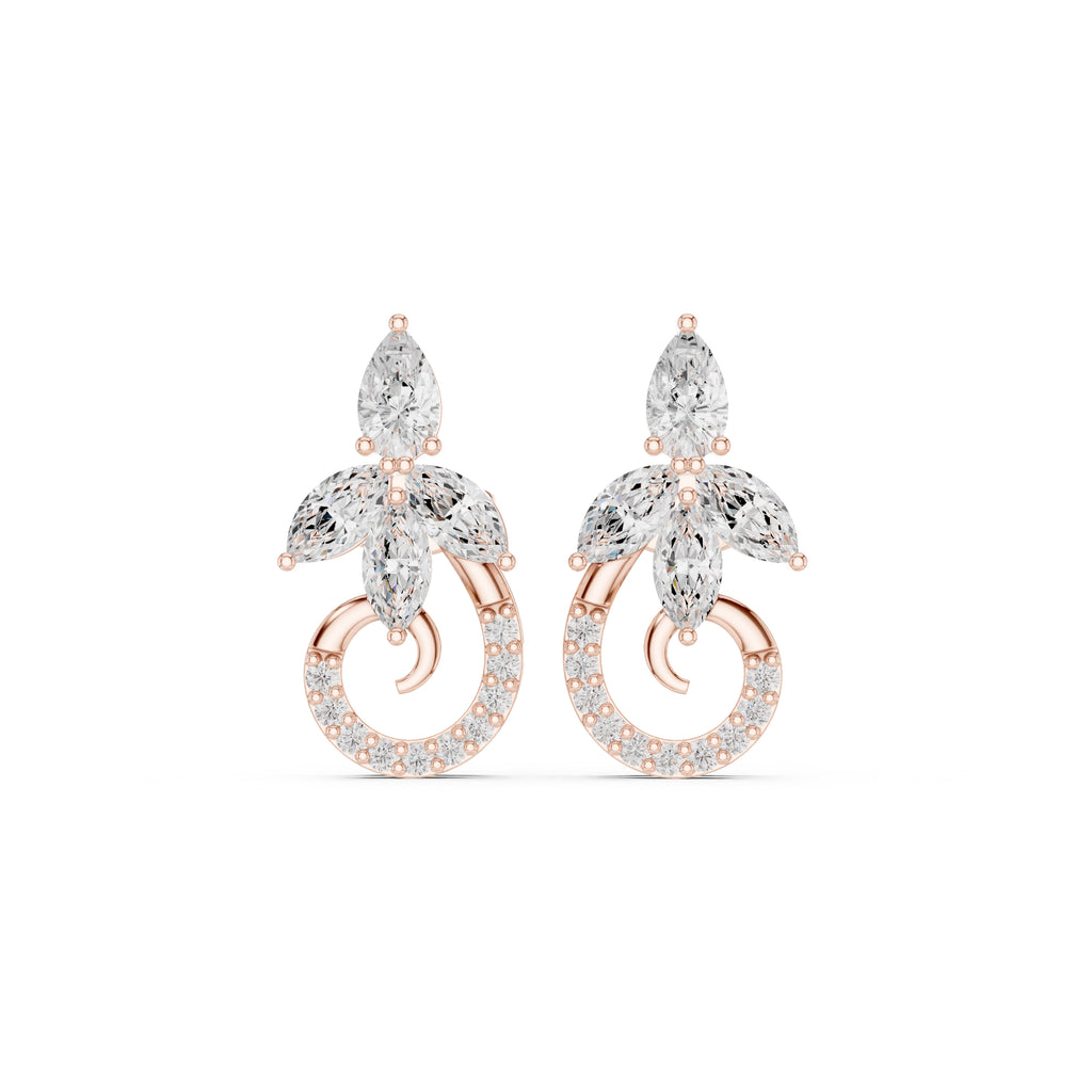 The Garland Floral Lan Grown Diamond Studs Rose Gold