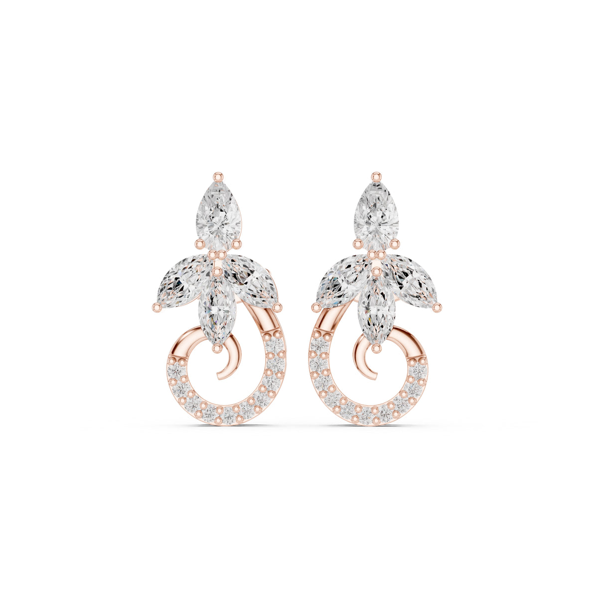 The Garland Floral Lab Grown Diamond Studs Rose Gold
