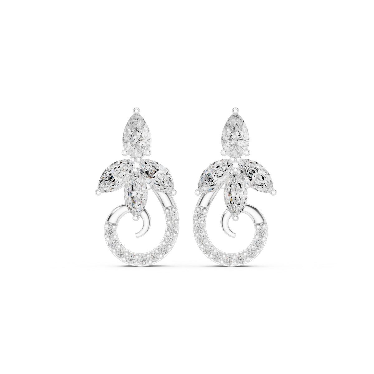 The Garland Floral Lan Grown Diamond Studs White Gold