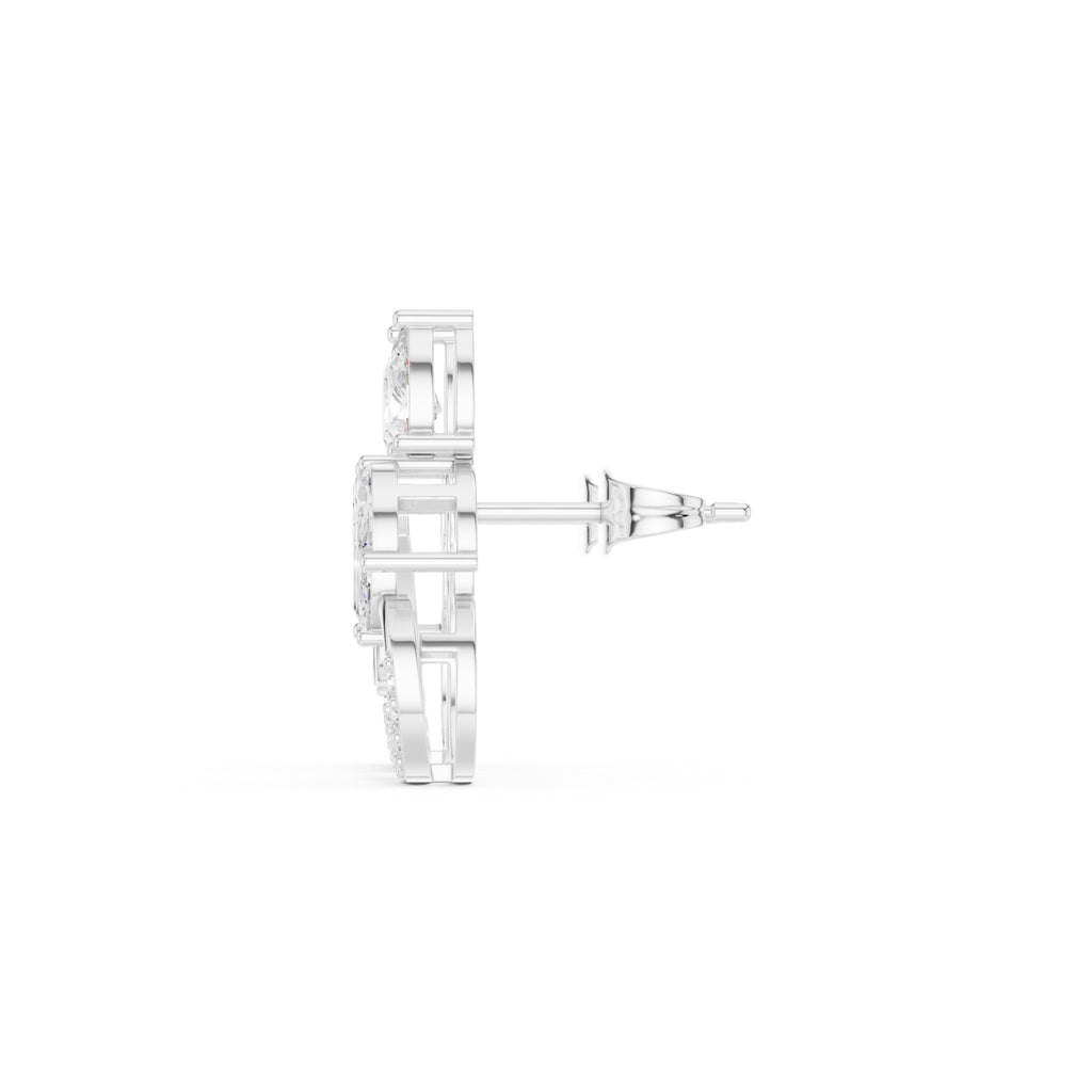 The Garland Floral Lan Grown Diamond Studs White Gold