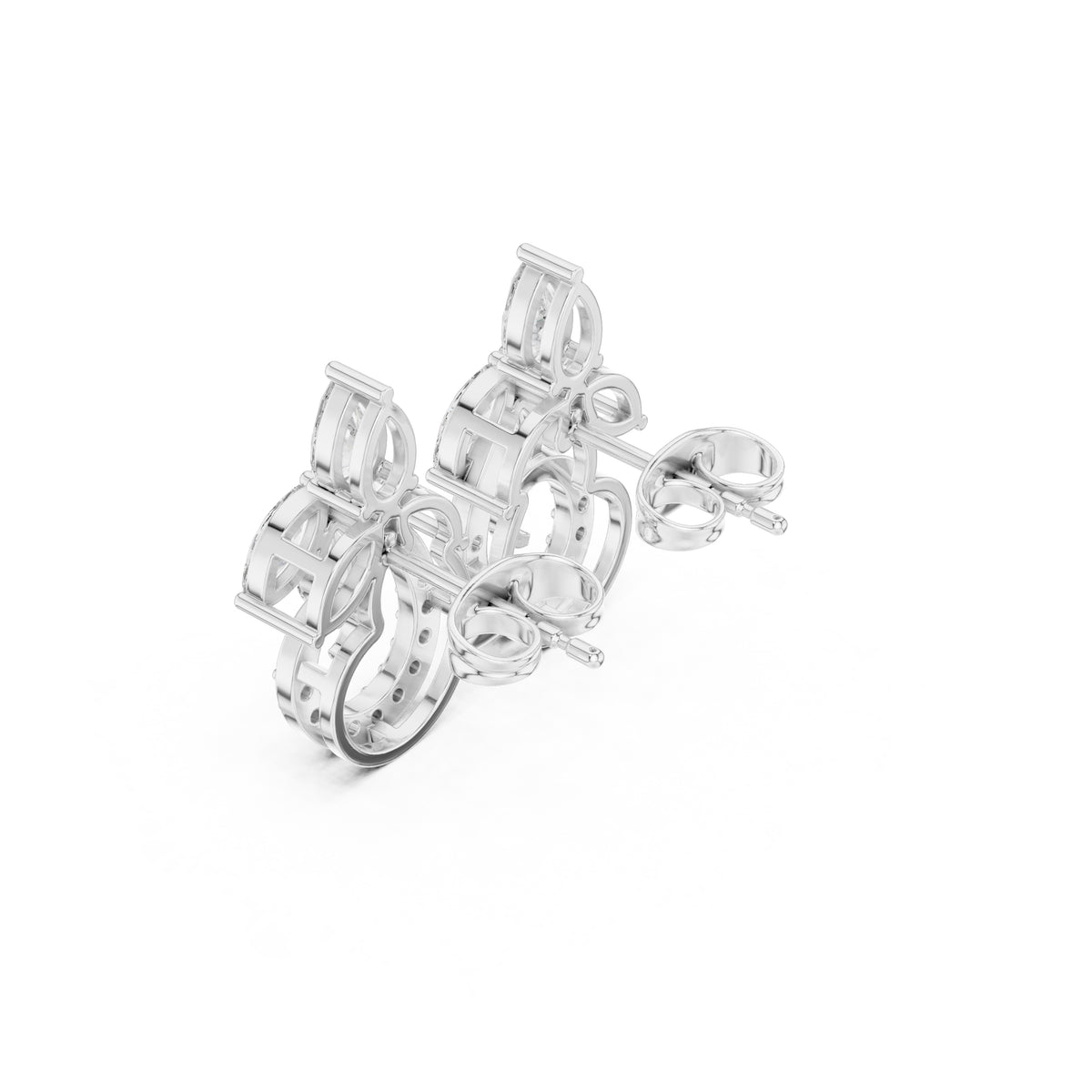 The Garland Floral Lan Grown Diamond Studs White Gold