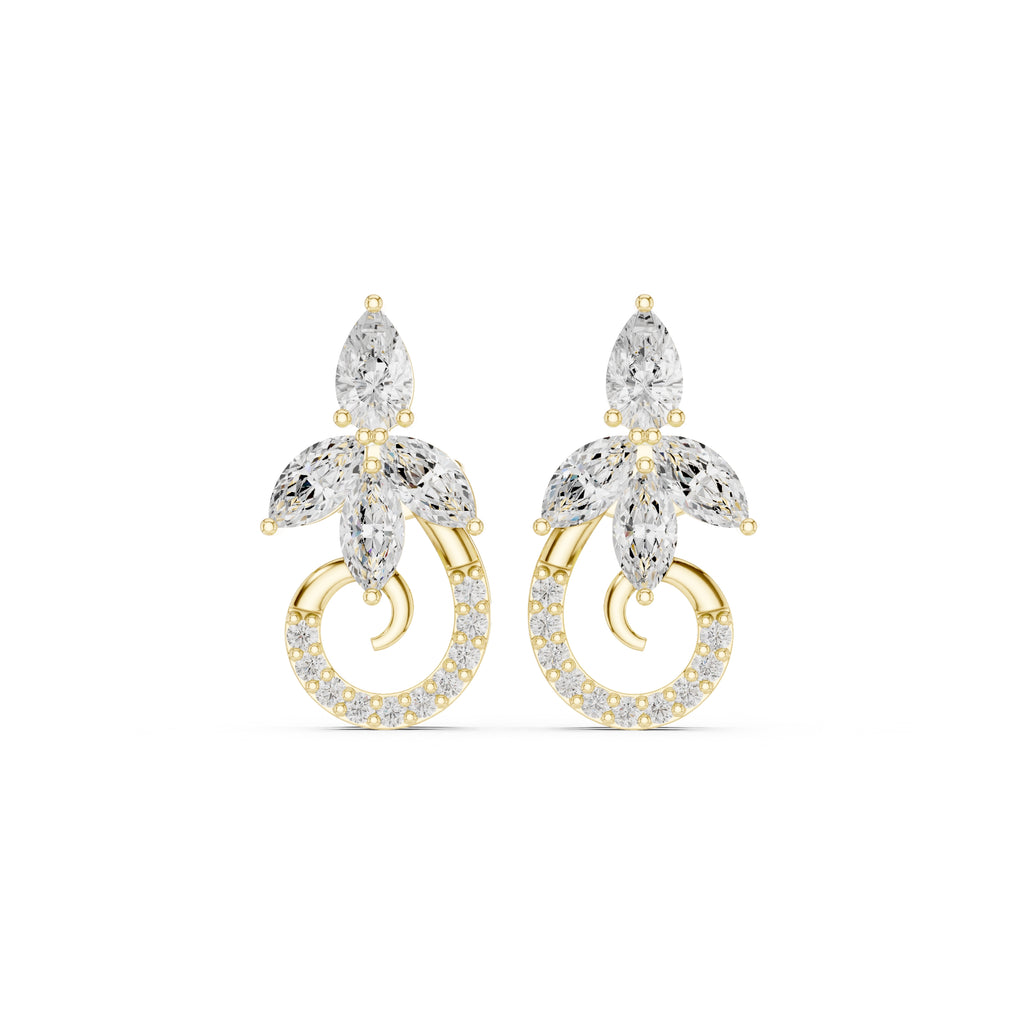 The Garland Floral Lan Grown Diamond Studs Yellow Gold