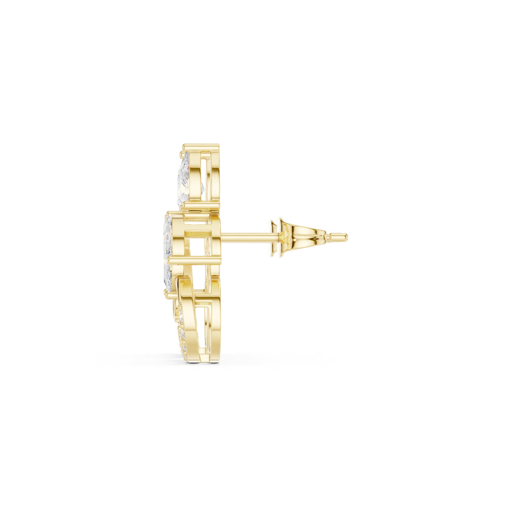 The Garland Floral Lan Grown Diamond Studs Yellow Gold