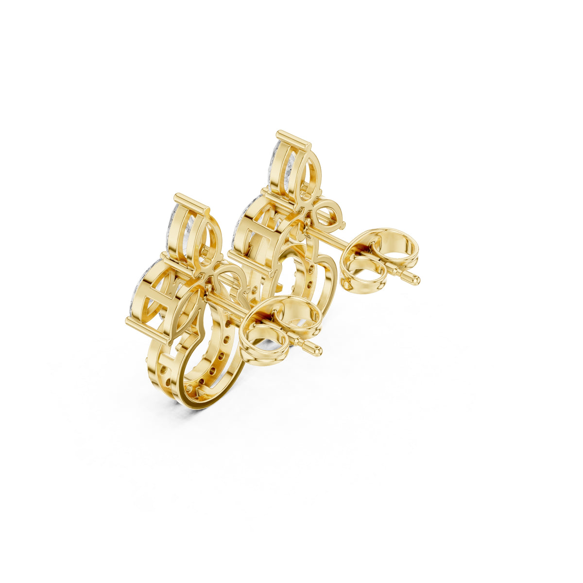 The Garland Floral Lan Grown Diamond Studs Yellow Gold
