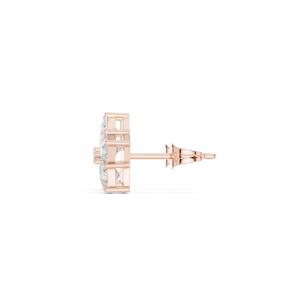 The Stella Princess Cluster Lan Grown Diamond Studs Rose Gold