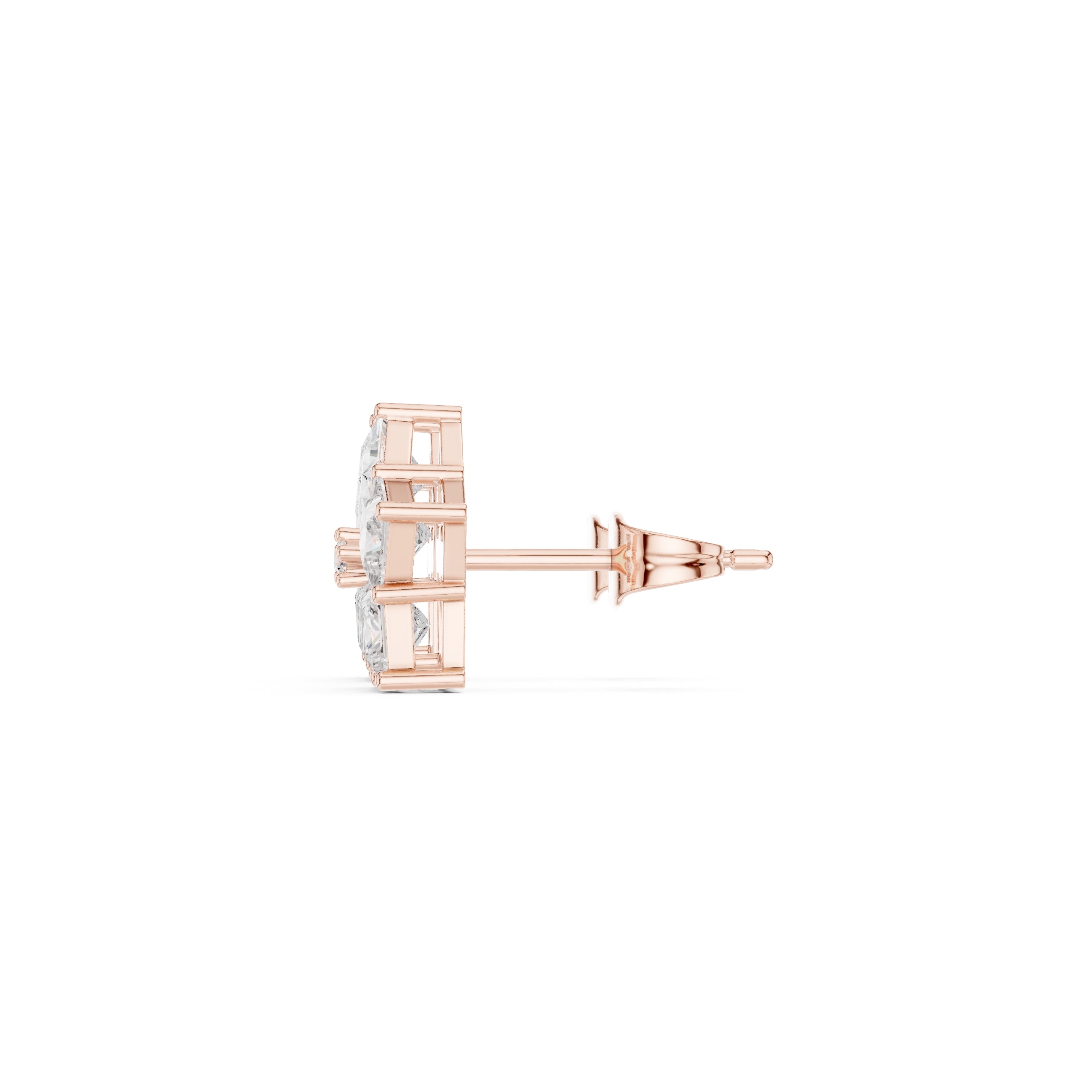 The Stella Princess Cluster Lan Grown Diamond Studs Rose Gold