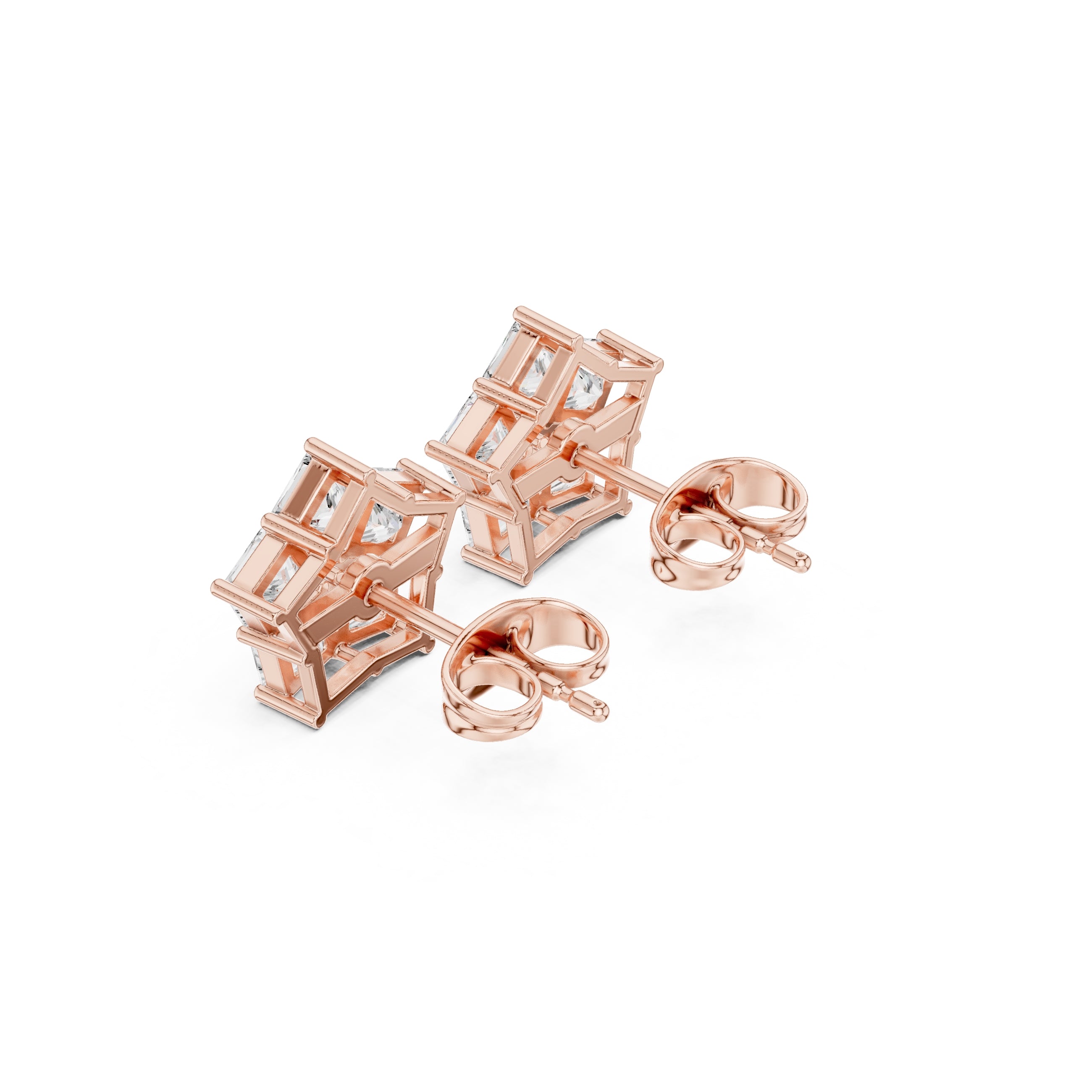 The Stella Princess Cluster Lan Grown Diamond Studs Rose Gold