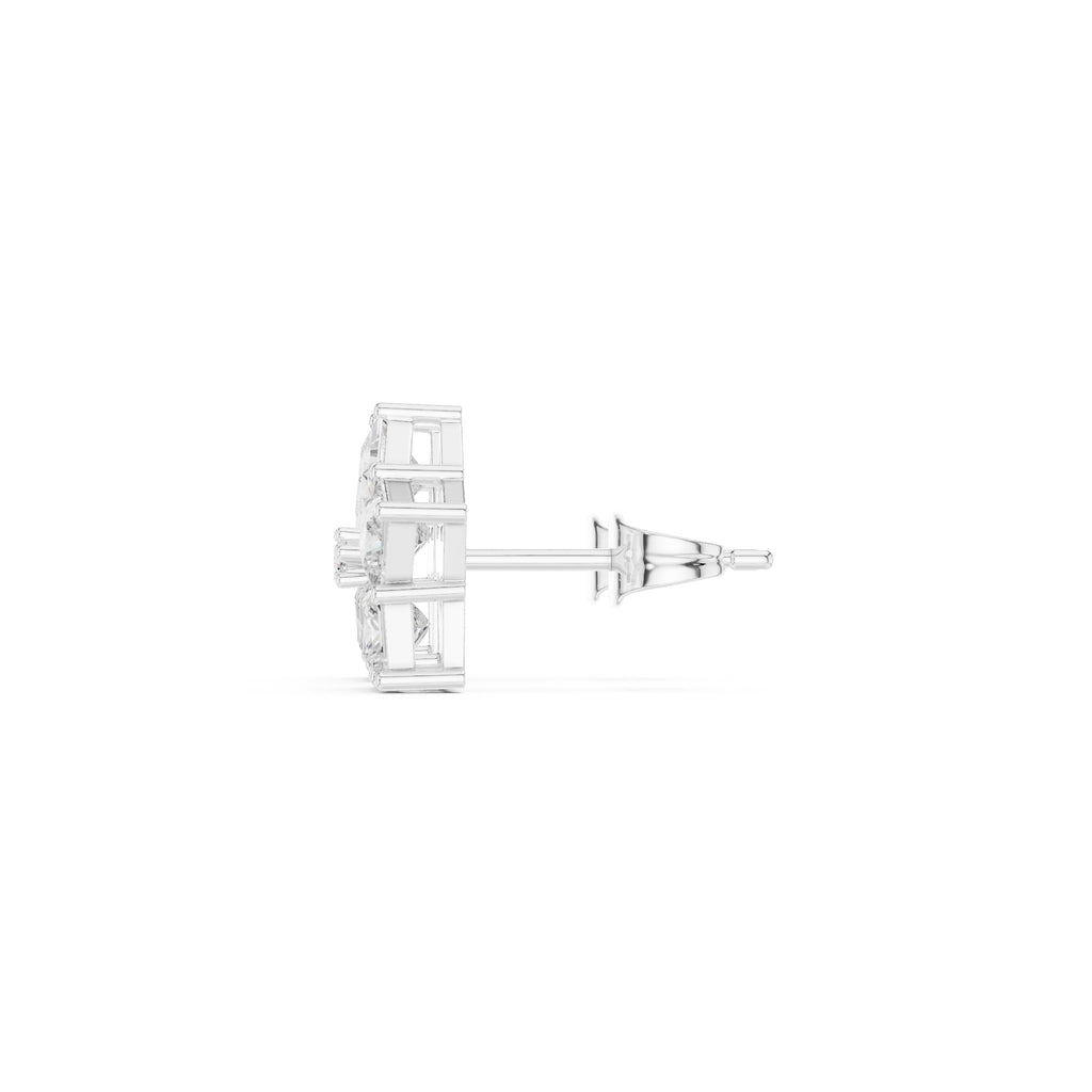 The Stella Princess Cluster Lan Grown Diamond Studs White Gold