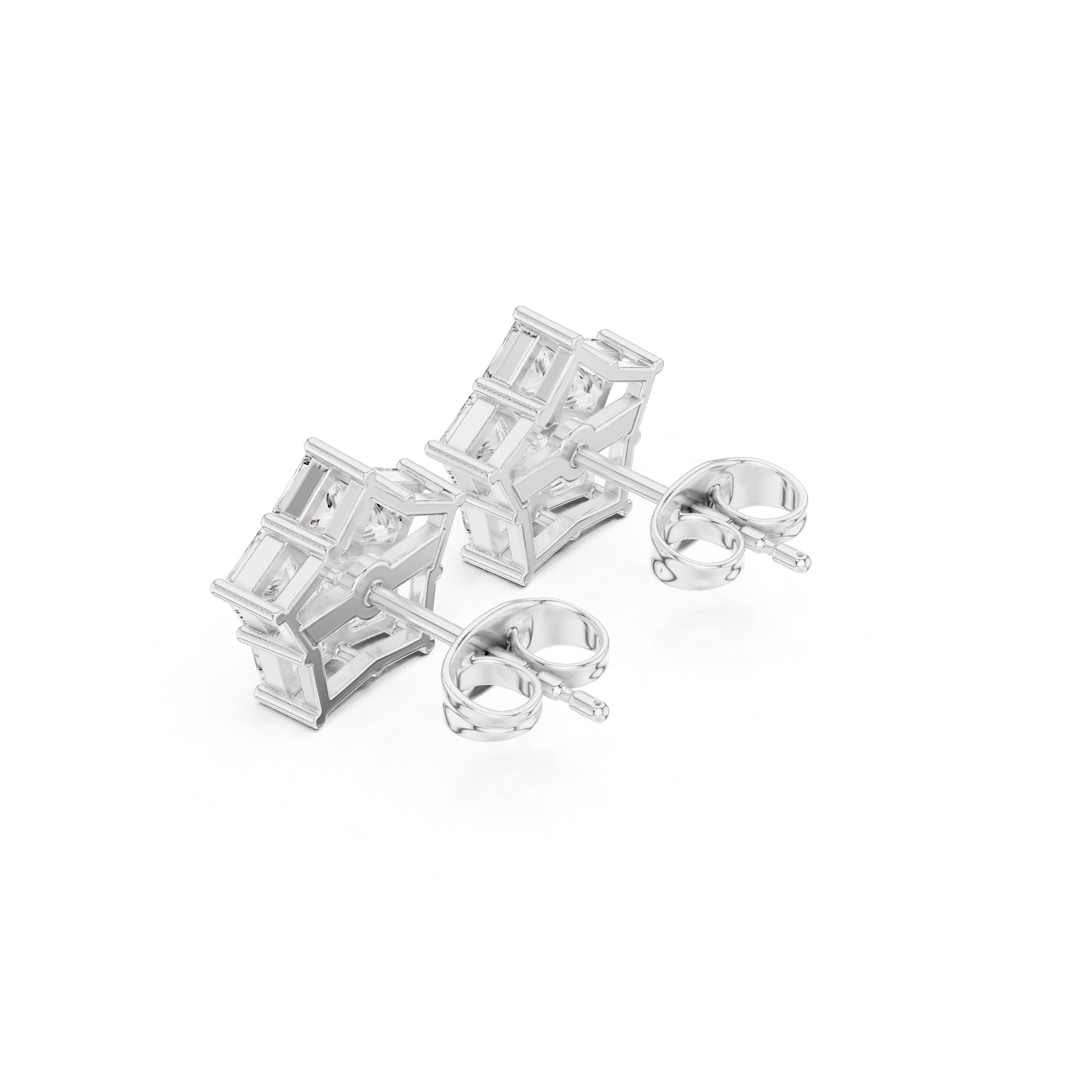 The Stella Princess Cluster Lan Grown Diamond Studs White Gold