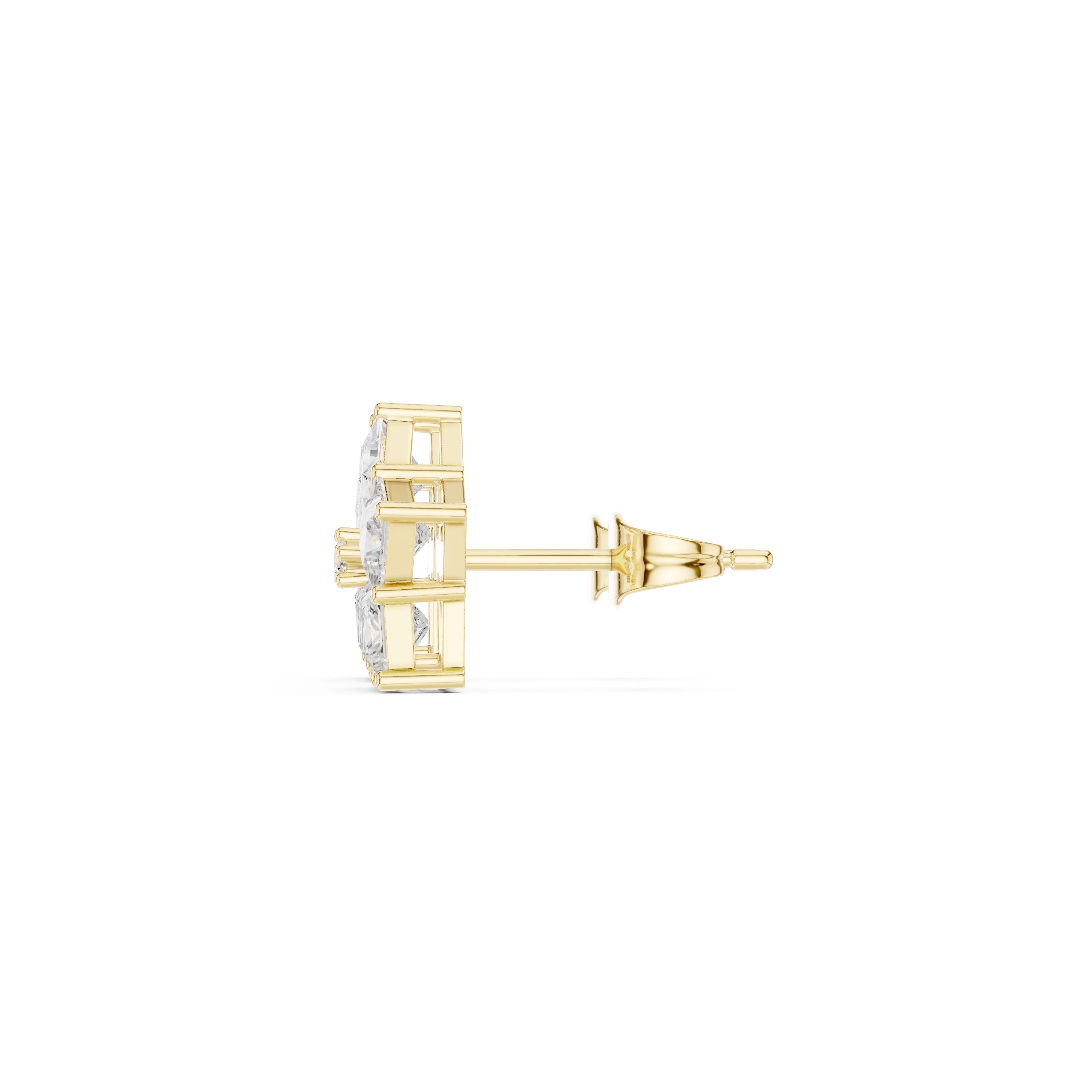 The Stella Princess Cluster Lan Grown Diamond Studs Yellow Gold
