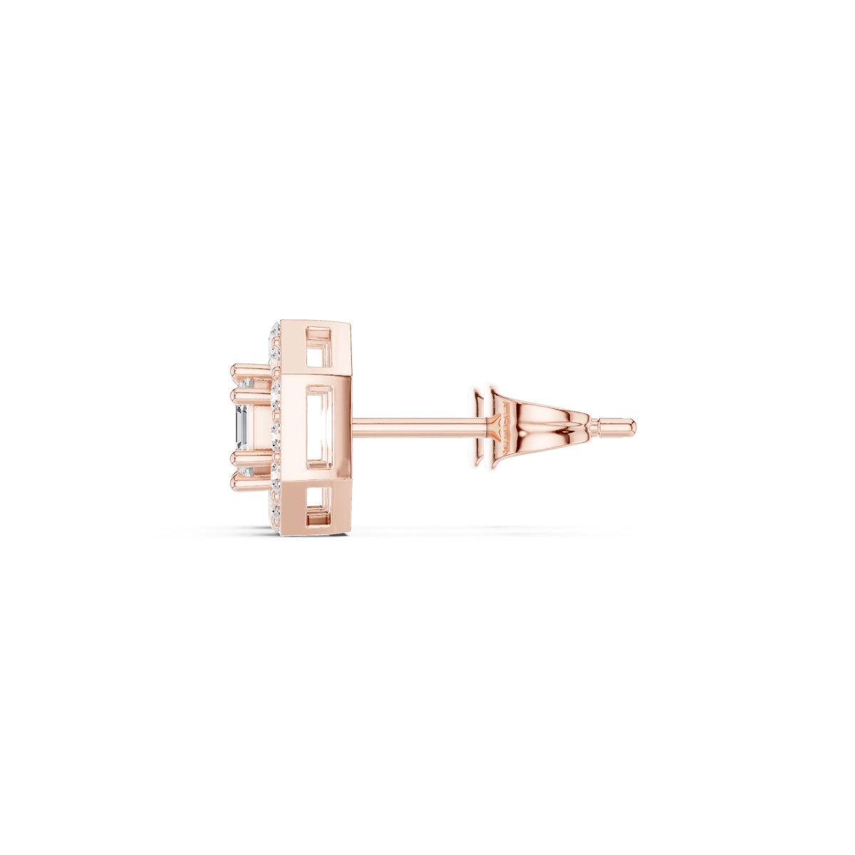 The Deco Octagon Lan Grown Diamond Studs Rose Gold