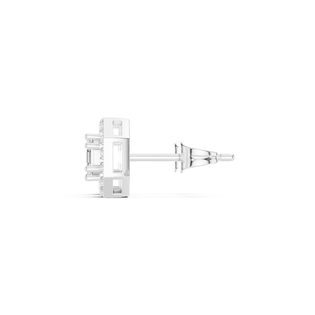 The Deco Octagon Lan Grown Diamond Studs White Gold