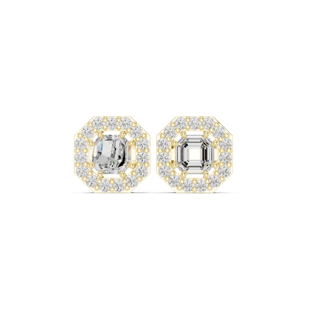 The Deco Octagon Lab Grown Diamond Studs Yellow Gold