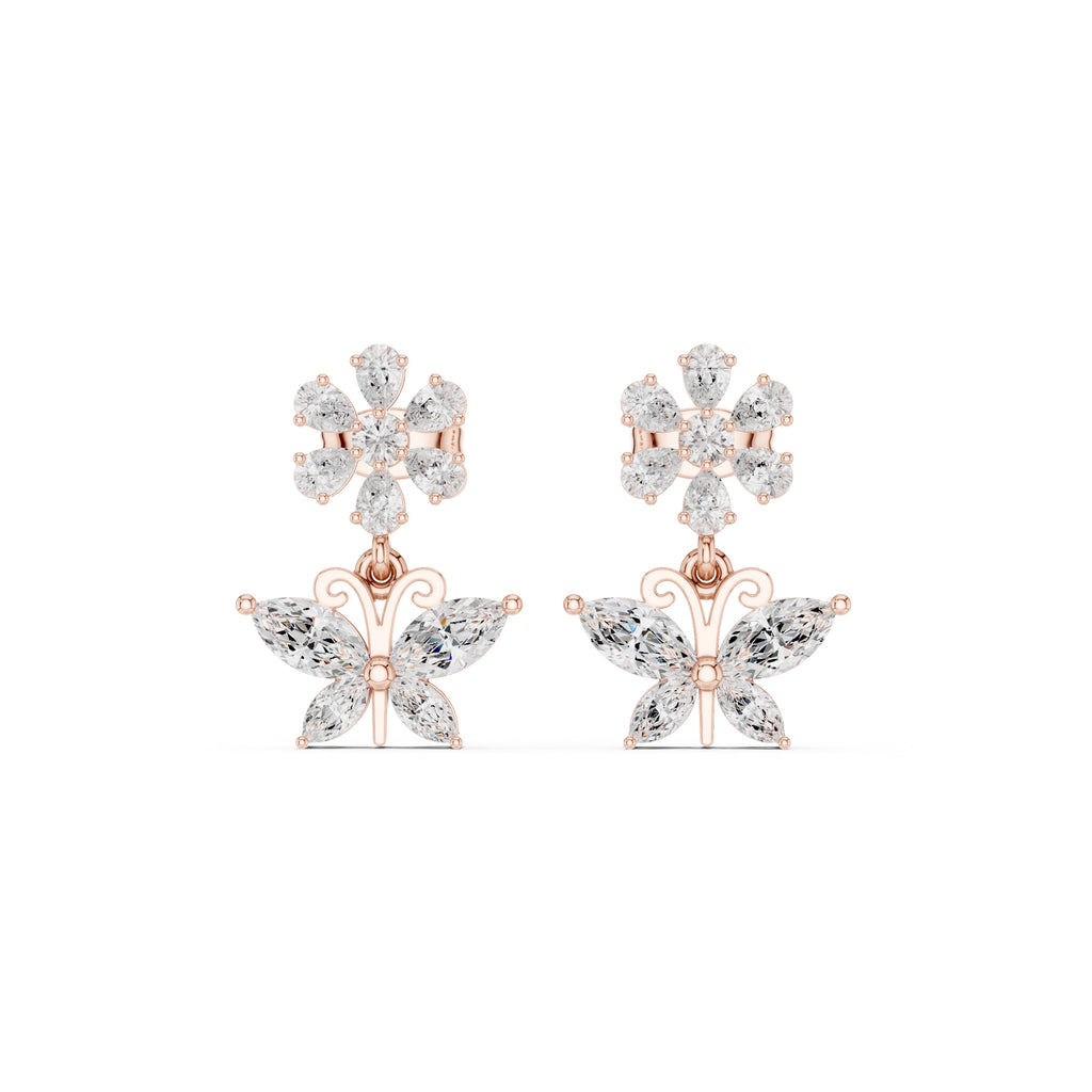 The Monarch Drop Lan Grown Diamond Earrings Rose Gold
