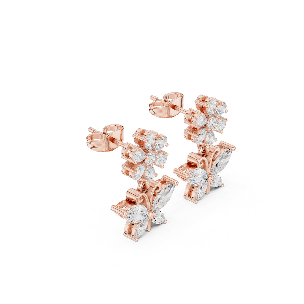 The Monarch Drop Lan Grown Diamond Earrings Rose Gold