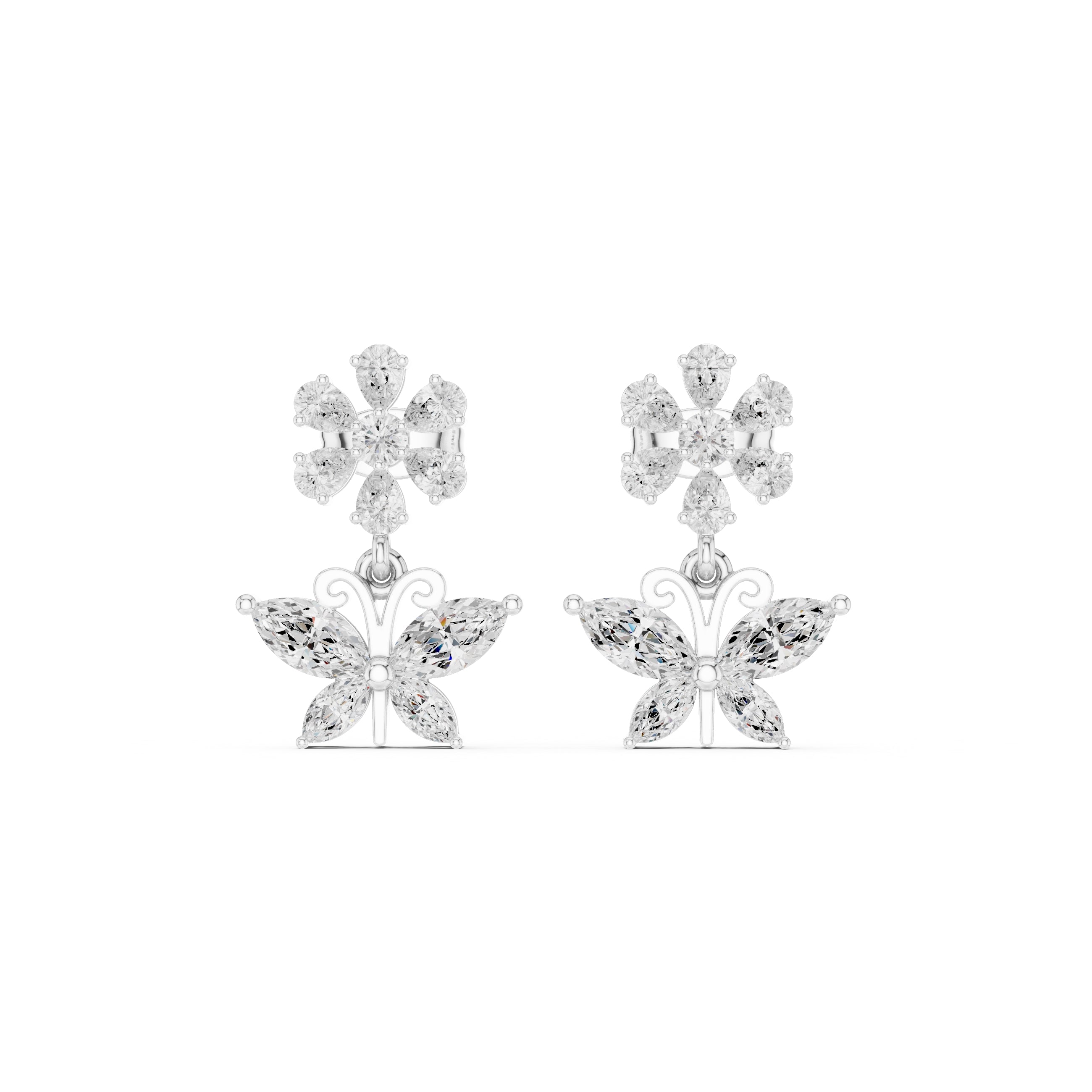 The Monarch Drop Lan Grown Diamond Earrings White Gold