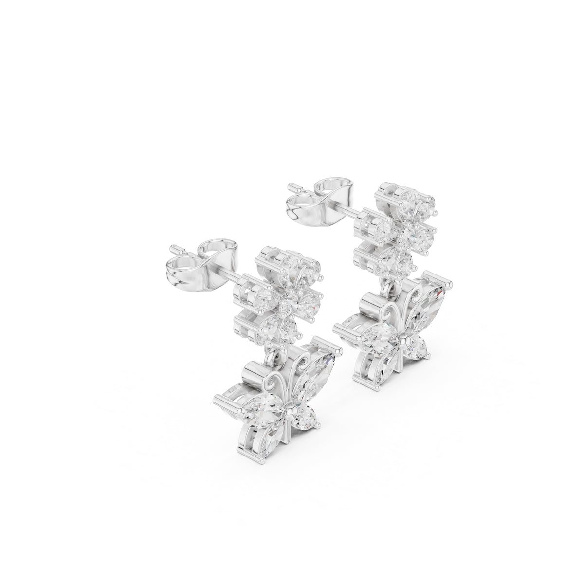 The Monarch Drop Lan Grown Diamond Earrings White Gold