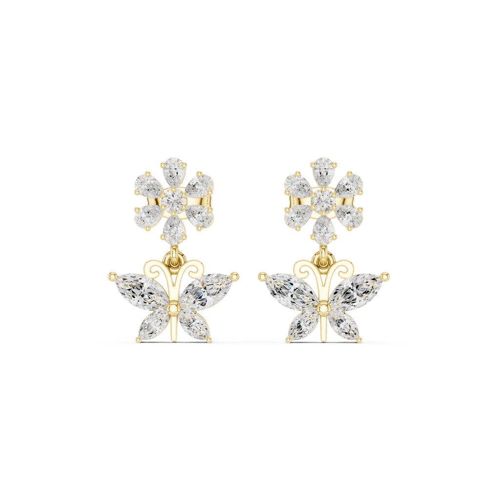 The Monarch Drop Lan Grown Diamond Earrings Yellow Gold