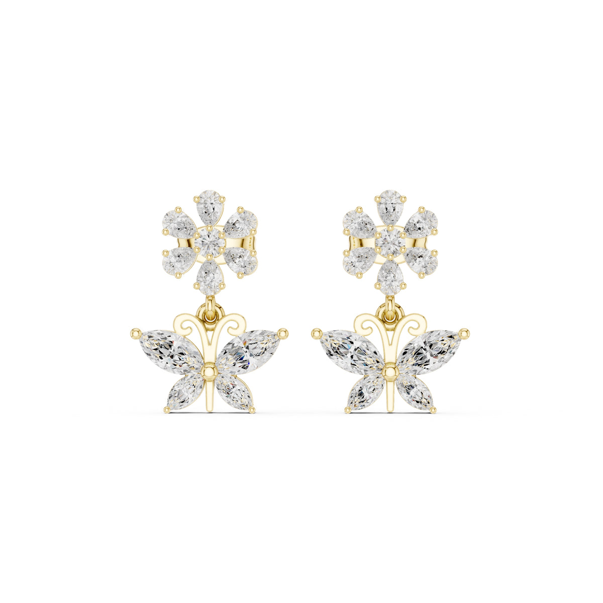 The Monarch Drop Lab Grown Diamond Earrings Yellow Gold