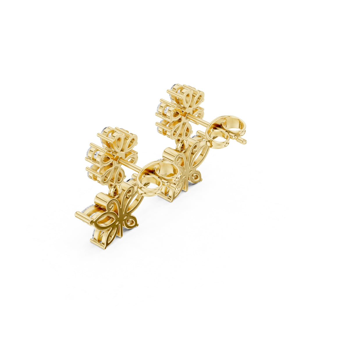 The Monarch Drop Lan Grown Diamond Earrings Yellow Gold