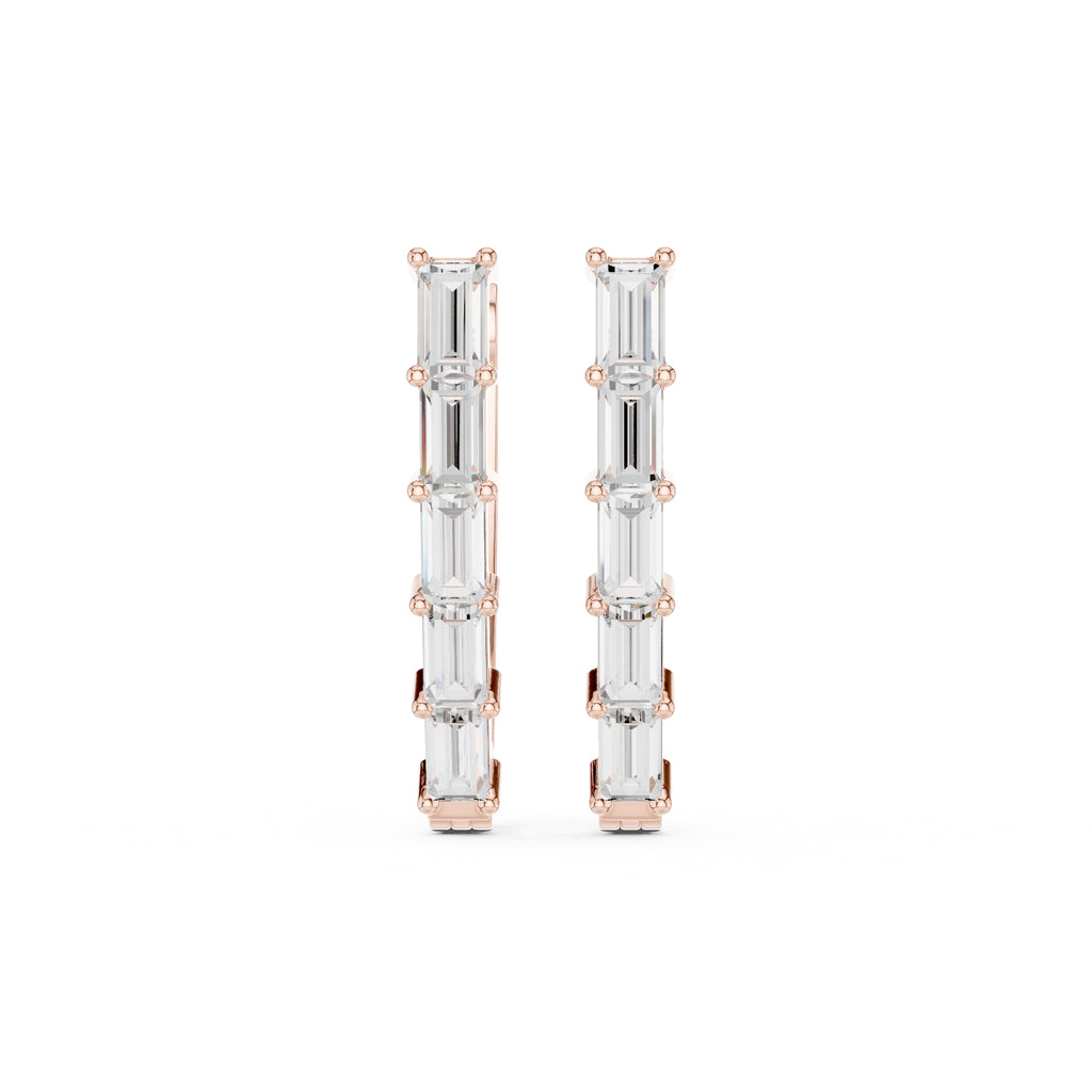 The Emerald Cascade Lan Grown Diamond Hoops Rose Gold