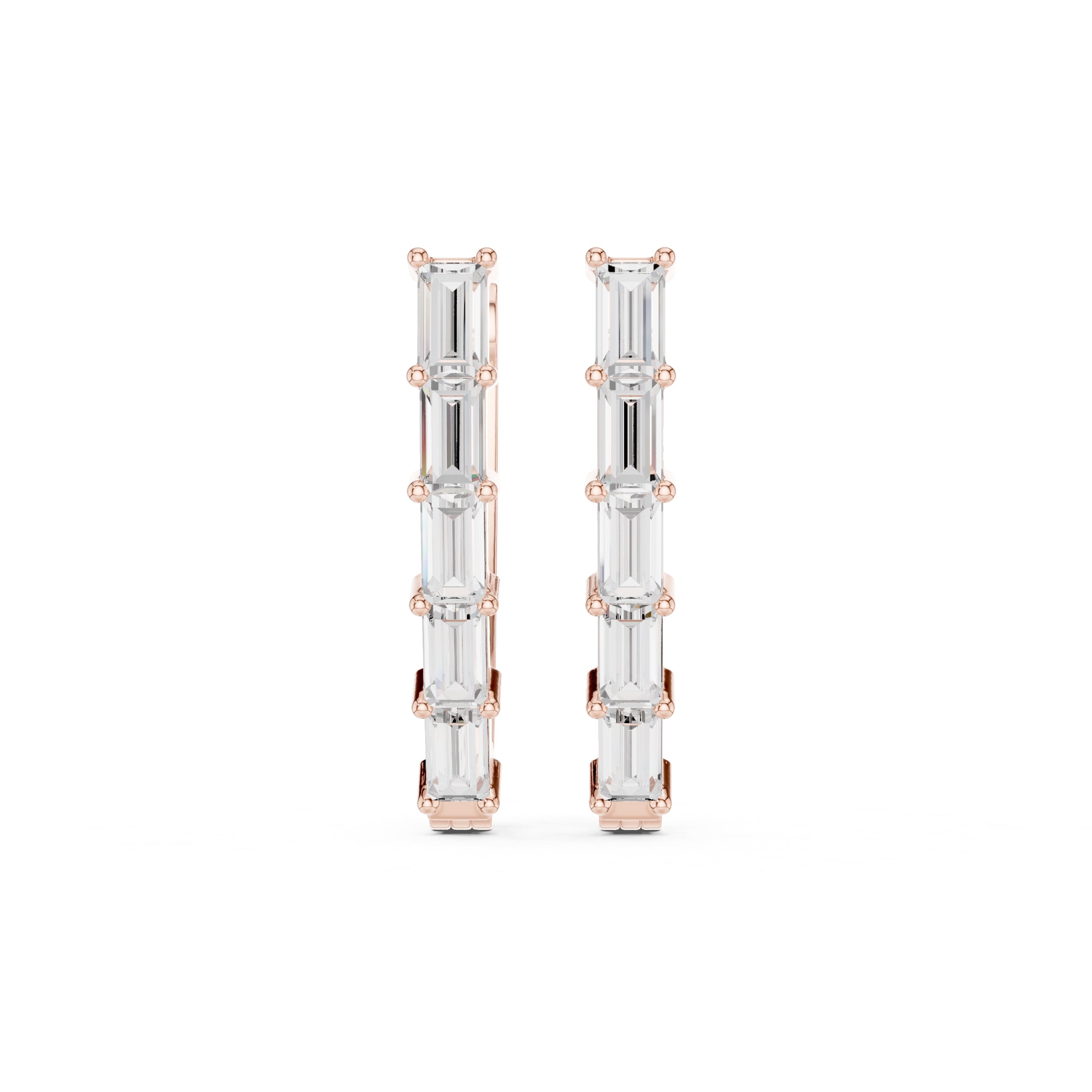 The Emerald Cascade Lan Grown Diamond Hoops Rose Gold