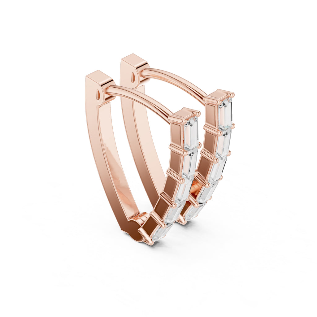 The Emerald Cascade Lan Grown Diamond Hoops Rose Gold