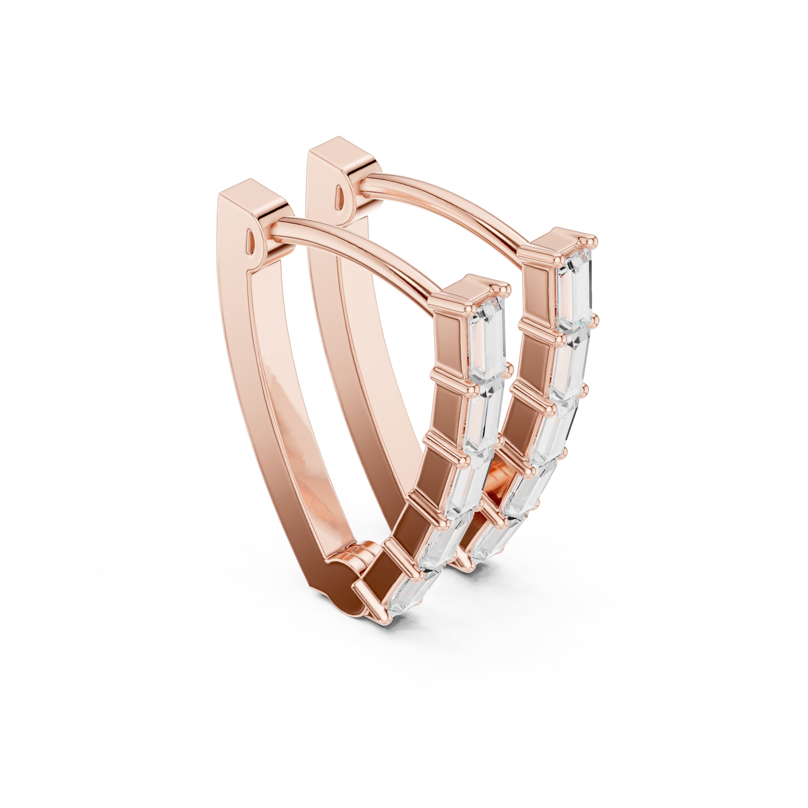 The Emerald Cascade Lan Grown Diamond Hoops Rose Gold