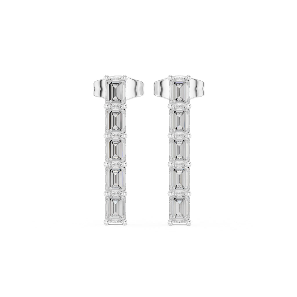 The Emerald-Cut Linear Lan Grown Diamond Studs White Gold