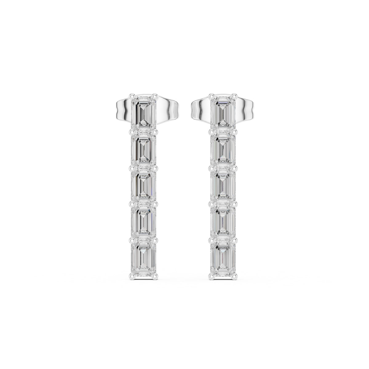 The Emerald-Cut Linear Lan Grown Diamond Studs White Gold